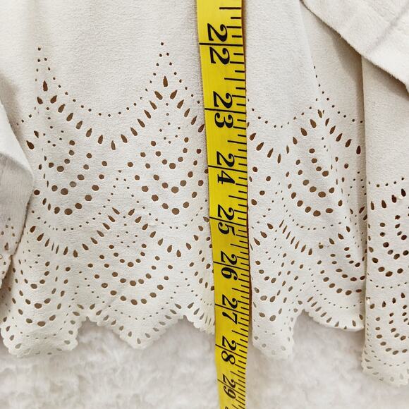 Kimono Krazy Kat Open Cardigan Beige Lace Boho Romantic Fairy Sueded Y2K Size L - Picture 6 of 14